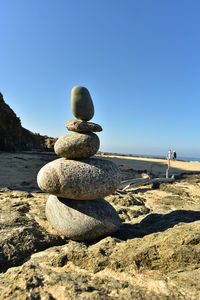 Balanced art form  zen rock stack found on beach in baja, mexico