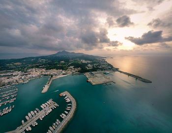 High angle view of sea against sky