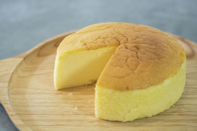 Close-up of bread in plate on table