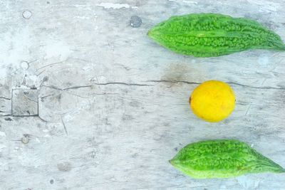 High angle view of fruits against white background