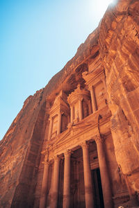 Low angle view of historic building against clear sky