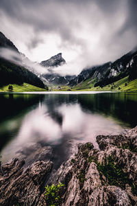 Scenic view of lake against sky