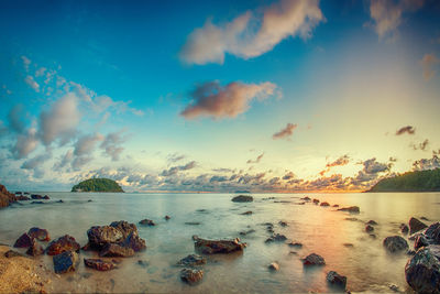 Scenic view of sea against sky during sunset