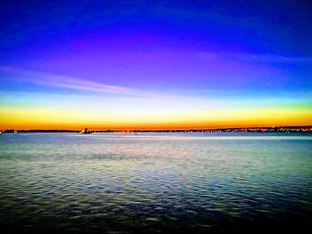 Scenic view of sea against sky at sunset