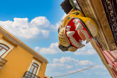 Low angle view of traditional building against sky