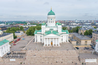 Helsinki cathedral square. one of the most famous sightseeing place in helsinki. drone