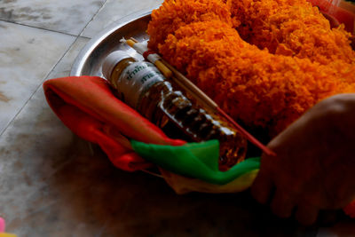 Close-up of food on table