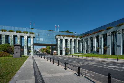 View of building against clear blue sky