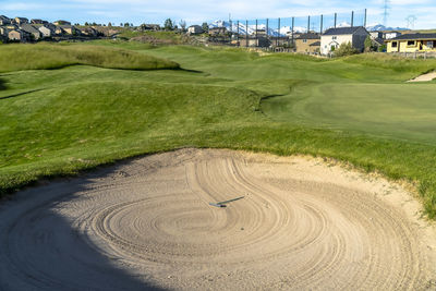 High angle view of golf course