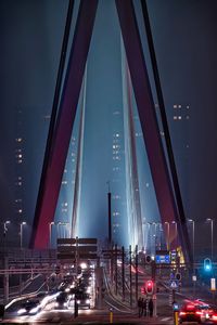 Suspension bridge at night