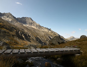 Scenic view of mountains against clear sky