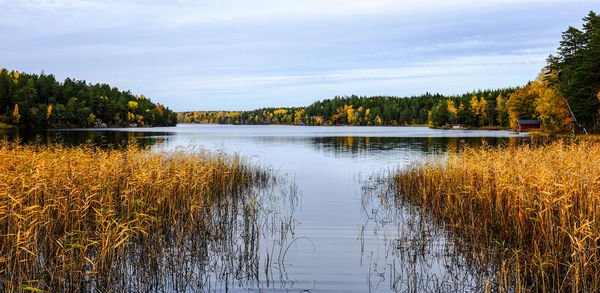 Scenic view of lake against sky