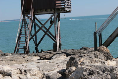 Scenic view of sea against clear sky