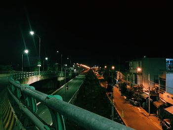 Illuminated street lights in city at night