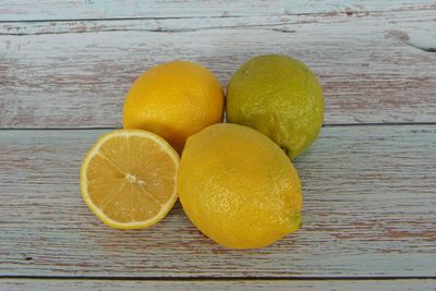 High angle view of fruits on table