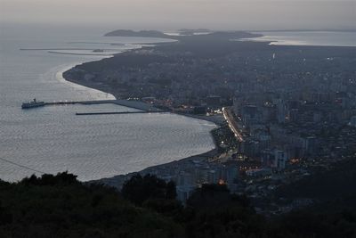 High angle view of buildings in city