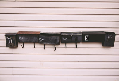 Mailboxes on wall