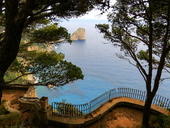 High angle view of bridge over sea against sky