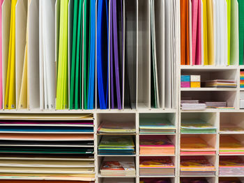 Full frame shot of books on table