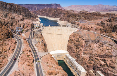 High angle view of dam