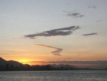 Scenic view of sea at sunset