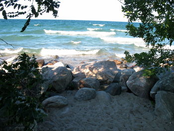 Scenic view of beach against sky