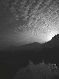 Scenic view of silhouette mountains against sky