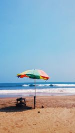 Scenic view of beach against clear sky