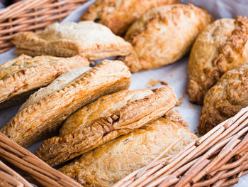 High angle view of bread in basket