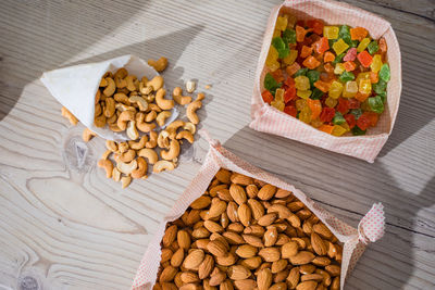 High angle view of food on table