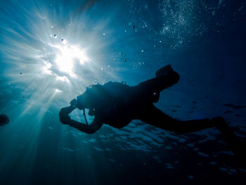 Low angle view of person swimming in sea