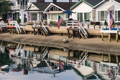 Beach houses lining a canal