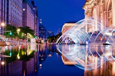 Reflection of buildings in water