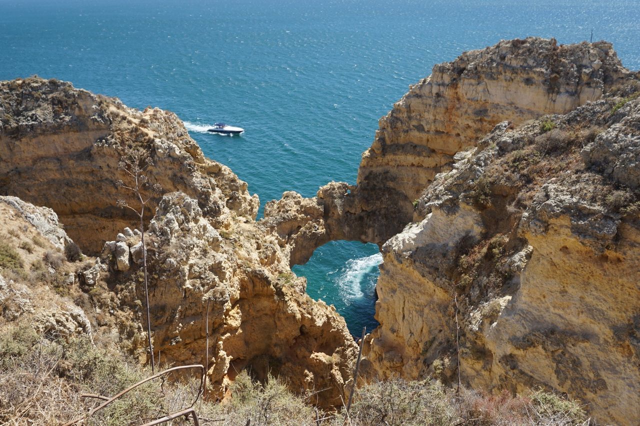 HIGH ANGLE VIEW OF SEA AND CLIFF