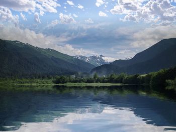 Scenic shot of lake against mountain range