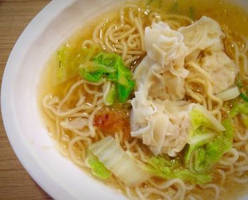 Close-up of noodles served in bowl