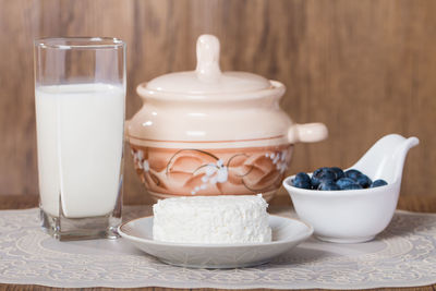 Close-up of breakfast on table