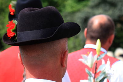 Rear view of young woman looking away