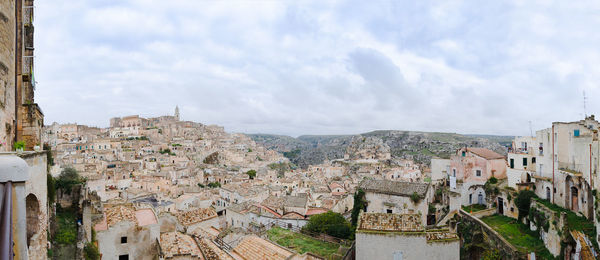 High angle shot of townscape against sky