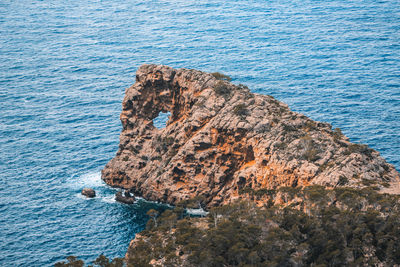 Rock formation in sea