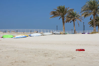 Scenic view of beach against clear sky