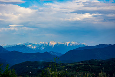 Scenic view of mountains against sky