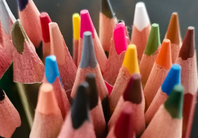 Close-up of multi colored pencils