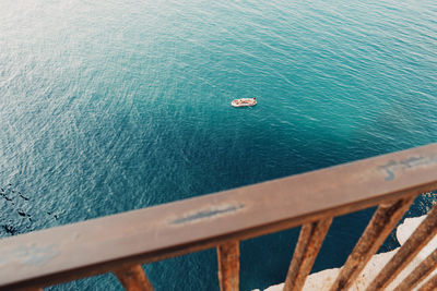 High angle view of boat in sea