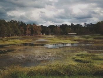 Scenic view of lake against sky