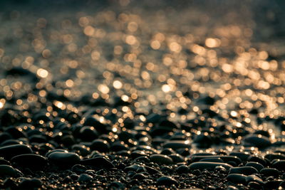 Abstract unfocused bokeh sunset in the sea. batumi. georgia