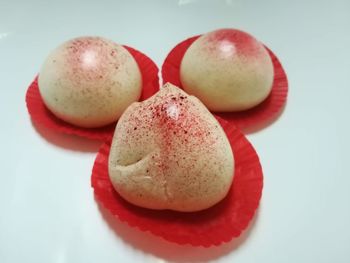 Close-up of fruits in plate on table