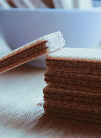 Close-up of chocolate cake on table