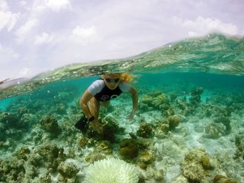 Woman snorkeling in sea