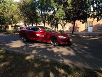Cars on road in city